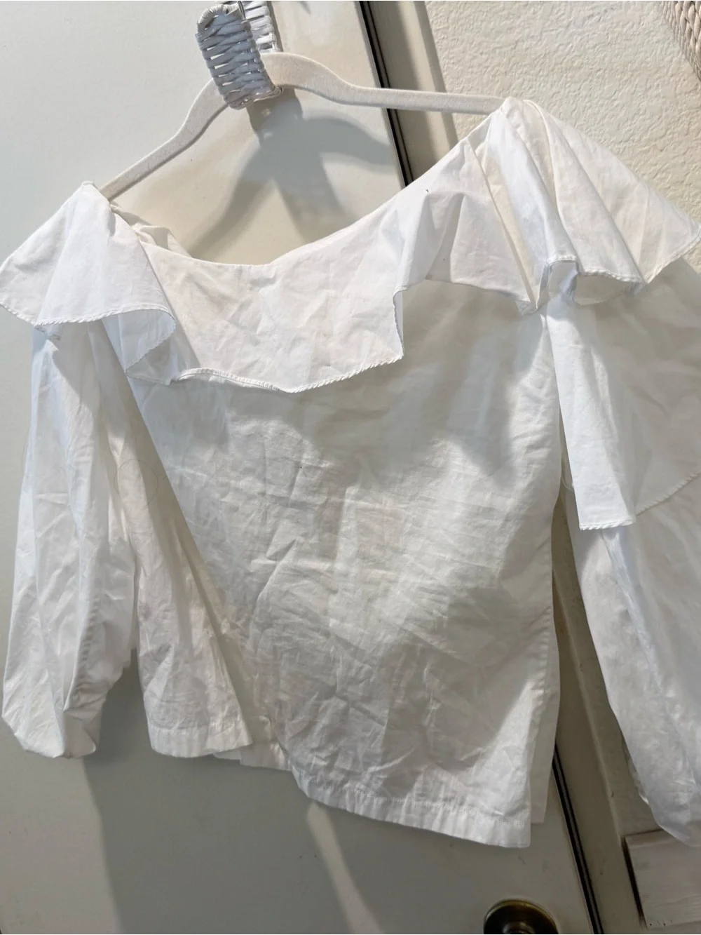 Banana Republic off Shoulder Ruffle Cotton Top - White XS